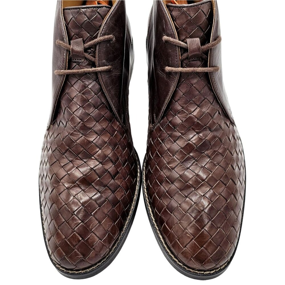 Cole Haan Cambridge Brown Woven Leather Chukka Boots Mens 8.5M Dress Shoes Ankle - Picture 2 of 16
